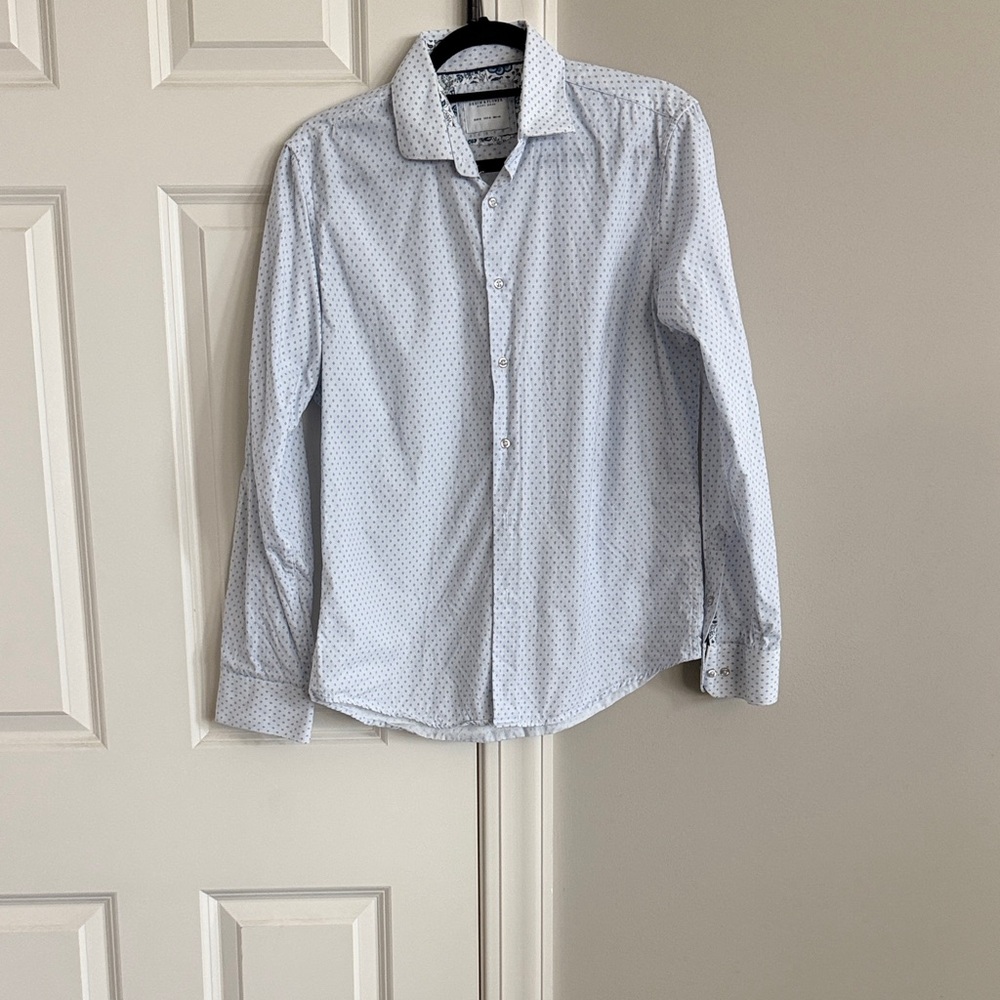 Denim & Flower Light Blue Micro-Print Button-Up Shirt